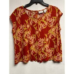 Rachel Zoe 100% Linen Size Large orange floral